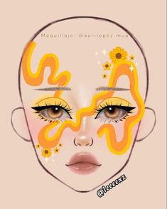 Sunflower Makeup, Drag Make-up, Makeup Drawing, Cute Eye Makeup, Makeup Face Charts, Face Art Makeup, Face Paint Makeup