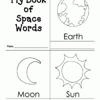 the worksheet for my book of space words is shown in black and white