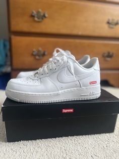 Worn 5-6 times minimal creasing no discoloration red and white laces included box is not damaged Box Logo, Nike Air Force 1, Air Force 1, Nike Air Force, White Lace, Air Force, Nike Air, Athletic Shoes, Red And White