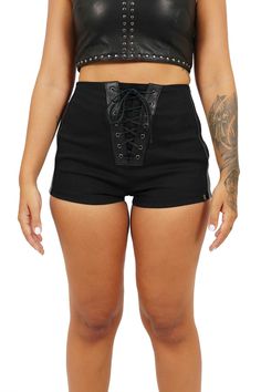 black lace up shorts from Love Khaos