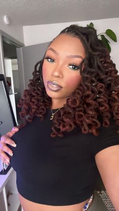 Business Professional Loc Styles, Weave Added To Locs, Loc Hairstyles For Women Wedding, Curled Locs Black Women, Curly Loc Styles Black Women, Long Curly Loc Styles, Elegant Loc Styles Black Women Wedding, Rod Loc Styles, Black Woman Locs Hairstyles