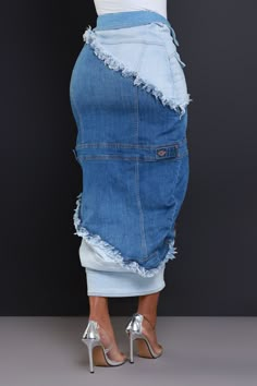 Denim Looks For Women, Fitted Asymmetrical Denim Skirt, State Fair Outfit Ideas Summer, Asymmetrical Denim Skirt In Denim Blue, Chic Asymmetrical Denim Skirt, Luxury Casual Asymmetrical Denim Skirt, Denim Asymmetrical Skirt, Chic Denim Outfits, Denim Fabrics