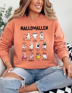 👻 Stay cozy this fall with our adorable Morgan Wallen-themed ghost sweatshirt! 👻🎃 Perfect for all you country music lovers who also have a soft spot for some spooky fun! This unique sweatshirt features a cute ghost wearing a cowboy hat, holding a guitar, and a playful nod to Morgan Wallen's iconic style. Whether you're heading to a pumpkin patch, a fall bonfire, or just lounging around, this sweatshirt will keep you comfy and stylish!Luxurious comfort and style are what this unisex, garment-dyed sweatshirt is all about. It's made with 80% ring-spun cotton and 20% polyester and the fabric is 3-end garment-dyed, ring-spun, color-blast fleece with a 100% cotton face. Each sweatshirt comes with a relaxed fit, a rolled-forward shoulder, and a back neck patch.  .: 80% ring-spun cotton, 20% po Fall Novelty Cotton Tops, Funny Long Sleeve Tops For Fall, Novelty Cotton Tops For Fall, Novelty Letter Print Tops For Fall, Fall Novelty Crew Neck Tops, Novelty Character Print Tops For Fall, Funny Long Sleeve Sweatshirt For Fall, Morgan Wallen Hoodie Ideas, Morgan Wallen Sweatshirt Ideas