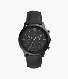 Neutra Chronograph Black Leather Watch - FS5503