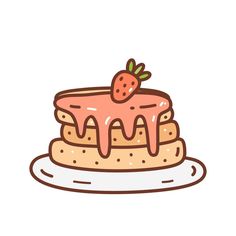 a piece of cake with icing and a strawberry on top