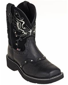 Justin Women's Mandra Black Western Boots - Square Toe, Black Cowgirl Boots Round Toe, Womens Square Toe Boots, Black Western Boots, Black Cowgirl Boots, Short Cowboy Boots, Justin Boots Womens, Womens Cowgirl Boots, Black Cowboy Boots, Boot Barn