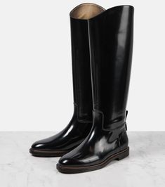 Find BRUNELLO CUCINELLI Polished Leather Knee-high Boots on Editorialist. Upper: leather. Lining: leather. Sole: leather insole and sole. Toe shape: almond toe. Made in Italy. Includes: dust bags, shoe box. Designer color name: Black. Color Name, Knee High Leather Boots, Brunello Cucinelli, Shoe Box, High Boots, Knee High Boots, Black Boots, Knee High, Color Design