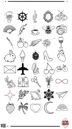 an image of different types of symbols in black and white, with the words written below it