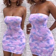 Size Medium Strapless Purple Mini Dress For Spring, Pastel Mini Dress For Summer, Pastel Mini Dress For Spring, Trendy Purple Spring Dresses, Fitted Pastel Mini Dress For Spring, Casual Pink Strapless Mini Dress, Casual Pastel Mini Dress For Summer, Off Shoulder Bodycon Dress, Elegant Bodycon Dress