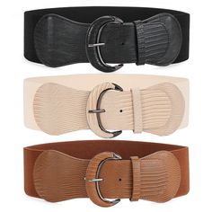 PRICES MAY VARY. Wide Elastic Waist Belt -- Made of Elastic band, alloy buckle and quality faux leather. Stretch waist belt is stylish and comfortable. Faux leather hook buckle fastening design, convenient to wear and take off. Size Details -- Extra Small to large women high waist belt is suitable for waist size 20"-24"/25"-30"/31"-36"/37"-42"/43"-48". Belt Width: 2.95"/7.5cm. This waistband can shape your waist well. Package Included -- You will get 3 pieces stretchy waist belts, including blac Wide Belts For Women, Plus Size Belts, Nice Belts, Waist Belts, Style 2023, Belt Vintage, Red Belt, Ladies Dresses, Branded Belts