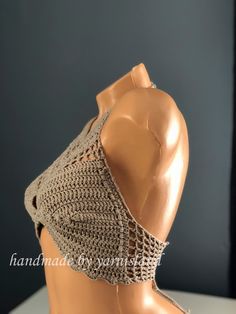 "If you want to see my other handmade bikini and pareos; https://www.etsy.com/shop/yarnisland?ref=seller-platform-mcnav&section_id=28064187 Handmade with 100% high quality cotton yarn. Indispensable for summer fashion and festivals, great crochet top. You can make great combinations with your shorts and jeans. Its material is very strong and is knit frequently for minimal transparency. Color; Oatmeal SIZING: If you are not sure which size to choose for your size, please choose from the size Clothing Crochet, Handmade Bikinis, Festival Crop Tops, Crochet Halter Top, Woman Top, Crochet Halter, Festival Clothing, Crochet Halter Tops, Bohemian Bracelets