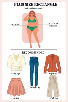 How to Dress Plus Size Rectangle Shape - Fashion for Your Body Type Plus Size Classy Outfits, Rectangle Body Shape Fashion, Body Type Clothes, Plus Size Body Shapes, Rectangle Body Shape Outfits, Triangle Body Shape Outfits, Inverted Triangle Outfits, Body Code, Tan Outfit