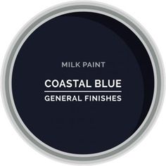 the logo for coastal blue general finishes milk paint, which is black with white lettering