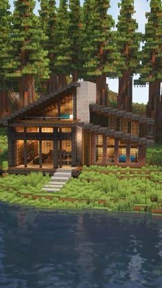 Minecraft Cabin, Mansion Minecraft, Modern Minecraft Houses, Minecraft Interior Design