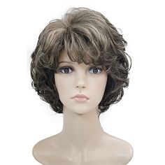 Grey Wigs For White Women, Short Grey Wigs, White Bangs, Grey Wigs, Wigs For White Women, Wavy Wigs, Grey Wig, Natural Wigs, Short Hair Wigs