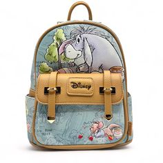 Step Into The Whimsical World Of The Hundred Acre Wood With The Wondapop X Disney’s Winnie The Pooh And Friends Vegan Leather Mini Backpack. Featuring Everyone's Favorite Melancholic Donkey, Eeyore, Surrounded By Sweet Honey, And The Serene Backdrop Of Christopher Robin's Playground. Roo Enjoys A Peaceful Moment Amidst Strawberries And Buzzing Bees On The Front Pocket, While Tigger And Rabbit Adorn The Side Pockets. The Zipper Line Is Adorned With Pots Of Delicious Honey, Buzzing Bees, And Juicy Loungefly Purse, Winnie The Pooh And Friends, Cute Mini Backpacks, Pooh And Friends, Vegan Leather Backpack, Loungefly Bag, Loungefly Disney, Disney Ears, Disney Winnie The Pooh