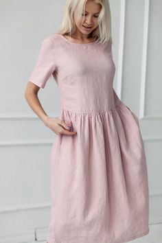 100% NATURAL LINEN ICY PINK DRESS This garment has a relaxed texture and a beautiful drape. Each item is washed after being hand-sewn to add an effect of softness & comfort.Dress is not transparent.The dress has comfortable pockets.C O L O U R Icy Pink.This dress looks awesome in all our colours.C O M P O S I T I O N• 100% pure & soft linen | fabric weight 185gS I Z E  G U I D E The model is wearing size S Model height : 178Length ± 115 cm /45" (depending on size)----------34---36---38-- Casual Pink Linen Dress For Spring, Casual Plain Pink Dress, Plain Pink Summer Dress, Spring Pink Dress With Relaxed Fit, Pink Relaxed Fit Midi Dress For Summer, Pink Relaxed Fit Linen Summer Dress, Pink Relaxed Fit Linen Dress For Summer, Pink Short Sleeve Linen Dress, Pink Linen Dress With Short Sleeves