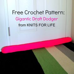 a white door with the words free crochet pattern organic draft dodger from knits for life