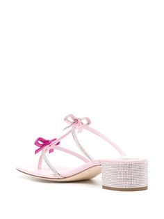 Find RENE CAOVILLA Caterina Slip-on Leather Sandals on Editorialist. pink leather bow detailing rhinestone embellishment open toe slip-on style branded insole low block heel Leather Sandals Flat, Leather Bow, Rene Caovilla, Slides Sandals, Low Block Heels, Pink Heels, Leather Bows, Block Heels Sandal, Pink Leather