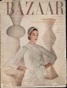 an advertisement for bazaar featuring a woman in white