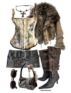 Bugcore Outfits, Biker Aesthetic Outfits, Fur Outfits Women, Lion Fashion, Vintage Ootd, Fantasias Halloween