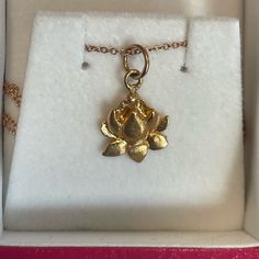 Brand New, Still In Box Helen Ficalora 14k Yellow Gold Lotus Flower Charm With Chain. Great Christmas Gift Or Hanukkah Gift. Gratefully Received Originally As A Gift, But Ready For It To Be A Gift For Someone Else Who Will Truly Adore It. In Perfect Condition. From Helen Ficalora Website: “Throughout History, The Lotus Flower Has Stood As A Symbol For Purity; What Better Way To Honor Its Legend Than In Pure Gold? Helen's 14k Gold Lotus Flower Charm Is Lovingly Crafted In New York, And Is 16.3 X 11mm Worth Of Rebirth And Resilience, With A Promise To Last As Long As The Story Of The Lotus.” Note: I Selected “New With Tags” For This Item, Though There Is No Visible Tag - There May Lotus Jewelry Gold, Lotus Flower Jewelry, Gold Lotus Flower, Gold Flower Necklace, Lotus Flower Necklace, Pretty Ear Piercings, Lotus Necklace, Gold Lotus, Flower Charm Necklace