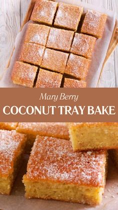 Mary Berry Coconut Tray Bake Self Raising Flour Recipe Baking Cake, Self Raising Flour Recipe Baking, Mary Berry Recipes Baking, Coconut Bake, Sweet Slices, Coconut Recipes Dessert, Afternoon Tea Recipes