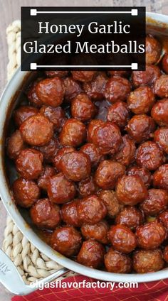 honey garlic glazed meatballs in a bowl