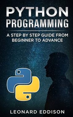 the book cover for python programming, with a silhouette of a man looking up into the sky