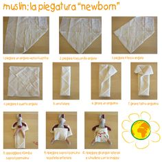 instructions for how to sew a baby's diaper on a wooden table