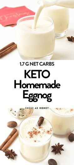 keto homemade eggnog with cinnamons and anise on the side