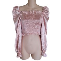 Shein Size Women's 4 Pink Cropped Blouse Cinched Puff Sleeve 100% Polyester This Is New No Tags. Tops Shein, Cropped Blouse, Shein Tops, Crop Blouse, New Color, Puff Sleeve, Top Blouse, Size 4, Blouses