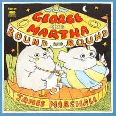 the book cover for george and martha round and round with two bears under an umbrella