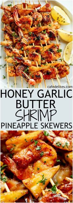 honey garlic butter shrimp and pineapple skewers are the perfect appetizer