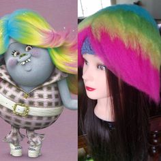 two wigs with different colored hair are shown in this composite image and the same one is