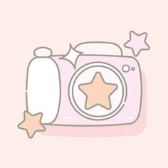 a camera with a star on the front, and another one in the back that is pink