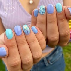 End Of Summer Dip Nails, Cute Colour Combos, Cute Color Combinations, Cute Blue Nails, Nailart Simple, Gel Colors, Cute Gel Nails, Shellac Nails, Colour Combos