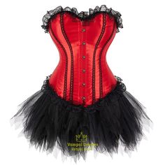 036 Red 3 Overbust Corset Dress Tutu Skirt Showgirl Dance Costume Red Corset Top Lace Trim Corsets Dresses For Women Plus Size Red Fancy Dress, Red Corset Dress, Black Tutu Skirt, Red Corset Top, Burlesque Corset, Corset Outfit, Christmas Dress Women, Fancy Dress Outfits, Hot Pink And Black