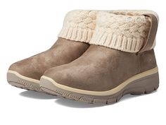 SKECHERS Easy Going - Cozy Weather - Women's Shoes : Taupe : Step out in cozy style SKECHERS Easy Going - Cozy Weather sweater boots with fold-over sweater-knit trim. Microfiber and sweater knit upper construction. Skechers Air-Cooled Memory Foam cushioned comfort insole. Fabric lining. Removable footbed. Relaxed Fit for a roomy comfort fit at toe and forefoot. Treated with 3M Scotchgard to resist water and stains. Slip-on style. Pull tab on the side. Raised round toe silhouette. EVA midsole. Ru New York Clothes, Cozy Weather, Skechers Relaxed Fit, Cozy Style, Sweater Boots, Skechers Women, Easy Going, Cozy Fashion, Casual Style Outfits