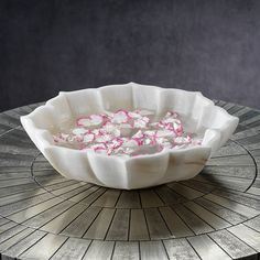 Carved to resemble a lotus bloom, this bowl will make for an elegant addition to your home decor. Fill with potpourri, flower petals, seashells, or display alone as a beautiful centerpiece. Dimensions: 11.75" x 2.5" Beautiful Kitchenware, Marble Abstract, Lotus Bowls, Marble Bowl, Organic Nature, Lotus Design, Candle Displays, Food Storage Containers Organization, Beautiful Centerpieces