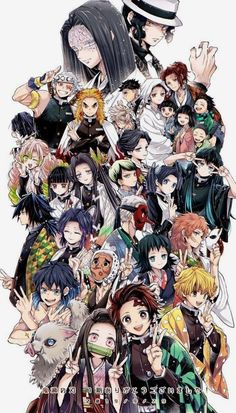 an anime poster with many different characters