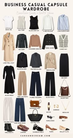 Business Casual Capsule Wardrobe, Business Casual Capsule, Workwear Capsule Wardrobe, Casual Capsule Wardrobe, Workwear Capsule, Capsule Wardrobe Women, Casual Work Outfits Women, Chic Business Casual, Capsule Wardrobe Work