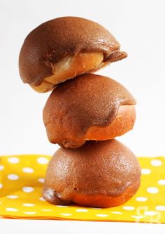 three donuts stacked on top of each other