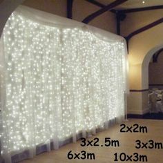 an image of a white curtain with lights on it and the price is $ 399 98