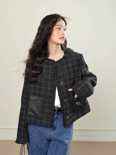 ❤ Jackets Size (cm)     Size Clothes length Shoulder width Bust Hem size Cuff Sleeve Length   S 52 40 104 115 29.4 59   M 53 41 108 119 30 60   L 54 42 112 123 30.6 61     ❤ Skirts Size (cm)     Size Waist Outseam length Hips Hem Circumference   S 68 48 100 146   M 71 48.5 103 149   L 74 49 106 152     ❤ Commodity Details     Brand KUOSE   SPU Jackets:KSS2408016 Skirts:KSI2408010   Size S,M,L   Material KSS2408016:FABRIC: 66.2%POLYESTER(CONTAINS POLYESTER FILM FIBERS) 20.9%SHEEP WOOL 7.4%OTHER F Gray Spring Outerwear With Button Cuffs, Casual Wool Outerwear For Spring, Casual Single-breasted Outerwear For Office, Casual Spring Wool Outerwear, Casual Tailored Outerwear With Button Cuffs, Casual Fall Blazer With Button Cuffs, Black Winter Blazer With Button Cuffs, Casual Tailored Gray Outerwear, Casual Wool Blazer For Spring