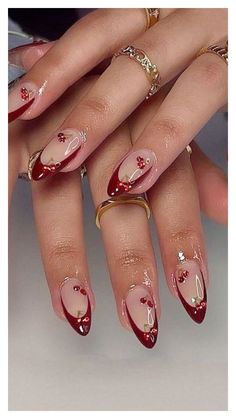 Indulge in the rich, romantic hue of cherry wine nails, perfect for adding a touch of sophistication to any look, day or night. Red Nail Varnish, Paznokcie Hello Kitty, Fake Nails White, Light Pink Nails