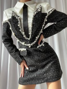 MEYE Mini Dress – ZCRAVE Sequins Suit, Sequin Suit, Black Homecoming Dress, Chiffon Maxi Dress, Mode Inspo, Plus Dresses, Stage Outfits, Mini Black Dress, Classy Outfits