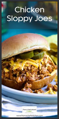 a chicken sloppy joes sandwich on a plate