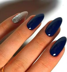 Nails Navy Blue, Nails Navy, Blue Nail Color, Blue Nail Art Designs, Blue Glitter Nails, Blue Acrylic Nails, Blue Nail Art