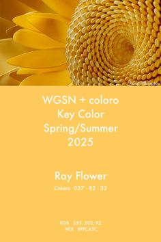 a yellow flower with the words wgsn + color key color spring / summer 2012